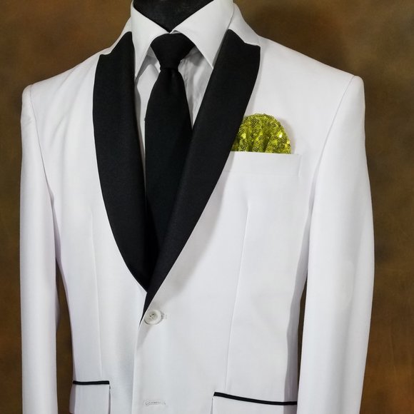 Men's Lime Green Sequin Pre-Folded Pocket Square Insert - Fan Design - Picture 2 of 7